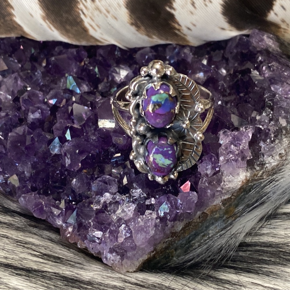Native American Arizona Copper purple turquoise ring